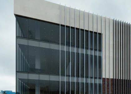 Commercial façade at the current 30 percent visual reference