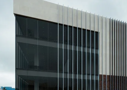 Commercial office glass with a darker appearance