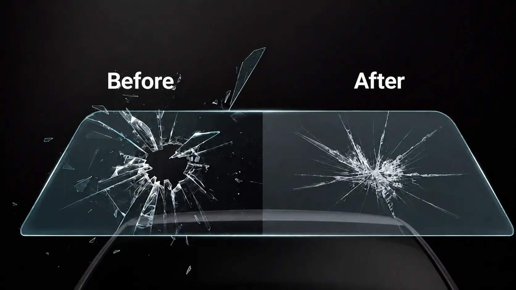 Explosion protection safety film on glass